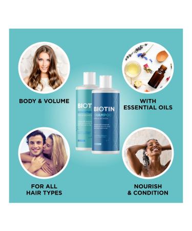 Biotin Volumizing Shampoo & Conditioner Set for Dry, Damaged Hair - Sulfate-Free with Biotin, Coconut Oil, Keratin - 8 Fl Oz (Pack of 2) - Buy Online on GoSupps.com