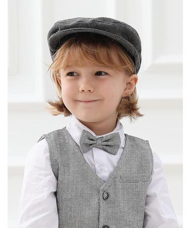 Mint Green Herringbone Tweed Flat Cap for Boys 4-5 Years - Dark Grey Wool - Buy Online on GoSupps.com