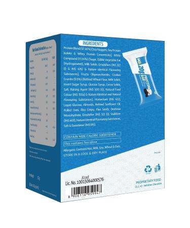 20 gram Protein Bar Cookies & Cream Protein Blend Fibre 100% Veg Gluten-Free Healthy Protein Snacks For Energy & Fitness (Pack of 6) - Buy Online on GoSupps.com