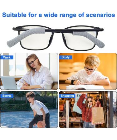 4 Pairs Anti-Slip Elastic Comfortable Glasses Ear Handles | S/L Sizes | Soft Knitted Cotton Fabric | Durable Glasses Sleeve Holder in Black/Gray - Buy Online on GoSupps.com