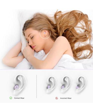 2 Pairs Reusable Noise Cancelling Ear Plugs for Sleeping - Soft Silicone Hearing Protection for Sleep Snoring Swimming & More | 33dB - Hh-purple - Buy Online on GoSupps.com