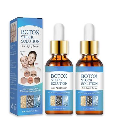 2pcs Botox Stock Solution Facial Serum Botox Face Serum for All Skin Types with Vitamin C & Hyaluronic Acid Anti-aging Serum for Men&Women Reduce Wrinkles Fine Lines Plump Skin Face Tightening