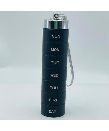 Waterproof Metal Pill Box - 7-Day Aluminum Pill Organizer for First Aid & Medicine (Black) | International Shipping Available - Buy Online on GoSupps.com