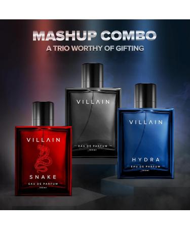 Bloom Beauty Villain Mashup Combo Perfume for Men | Woody Spicy Aqua Patchouli Musk | Pack of 3 Perfume for Men 100 Ml Each | Long Lasting Fragrance Set | Perfume Spray Combo Set for Men - Buy Online on GoSupps.com