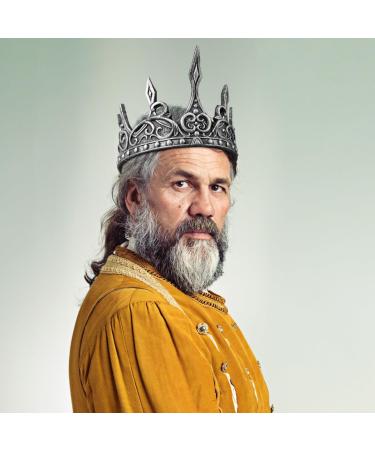 Abaodam Antique Silver King Medieva Crown for Men Antique Silver Royal Tiara Crown Birthday Crown Queen Crown PU foam - Buy Online on GoSupps.com