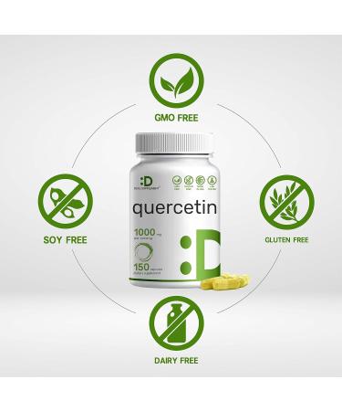 Quercetin 1000mg Per Serving (2 Pack) | 300 Capsules High Bioavailable Flavonoids Third Party Tested Supports Healthy Immune System Non-GMO No Gluten 150 Count (Pack of 2) - Buy Online on GoSupps.com