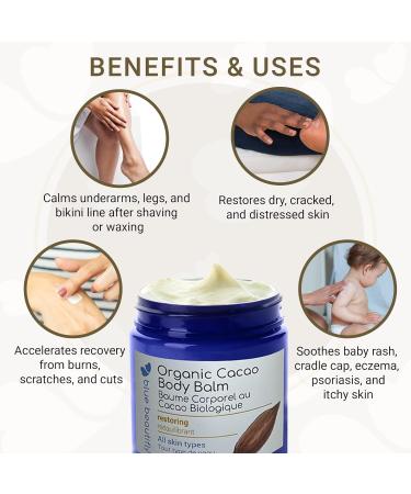 Blue Beautifly Organic Cacao Body Balm - USDA Certified | Soothes & Repairs Dry Skin with Shea Butter & Jojoba Oil | 4 fl oz - Buy Online on GoSupps.com
