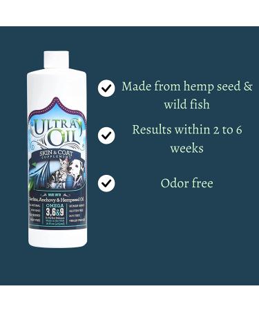 Ultra Oil Skin and Coat Supplement for Dogs & Cats | Hemp Seed, Flaxseed, Grape Seed & Fish Oil | Relief from Dry Itchy Skin, Dandruff, Allergies | 32oz - Buy Online on GoSupps.com