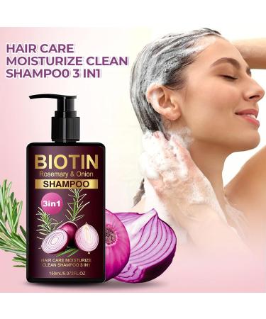 Onion Biotin and Rosemary Shampoo Onion and Rosemary Shampoo for Volumizing & Moisturizing Hair Shampoing 3 en 1 l'oignon et au romarin pour tous types de cheveux rafra chit le cuir chevelu (2pc) - Buy Online on GoSupps.com