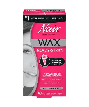 Nair Hair Remover Wax Ready-Strips 40 Count Face/Bikini (2 Pack)