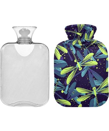 Dragonflies Green Hot Water Bottle 2L Pain Relief for Menstrual Cramps | Cozy Cover Included - Buy Online on GoSupps.com