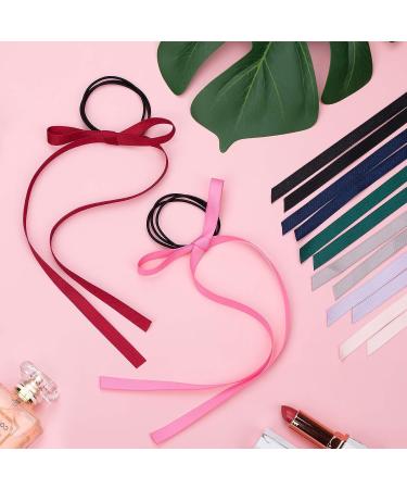 PAGOW 10pc Long Silk Ribbon Hair Bands with Bow - Colourful Satin Scrunchies for Women, Kids & Girls - Buy Online on GoSupps.com