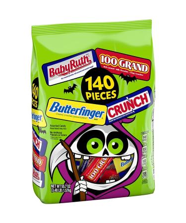140 Count  Butterfinger  CRUNCH  Baby Ruth and 100 Grand  Assorted Mini Size Chocolate Candy Bars  Great for Halloween Candy  55.7 oz - Buy Online on GoSupps.com