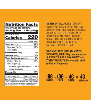 CanDo Krisp Almond Butter Keto Bars - 12 Pack Low-Carb, High Protein Snack | Gluten-Free Meal Replacement - Buy Online on GoSupps.com