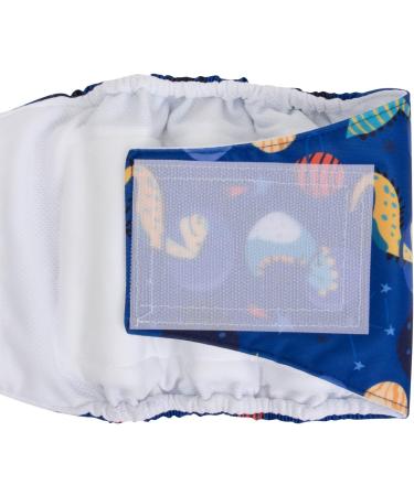 Cutebone Male Washable Dog Diapers - Reusable Belly Bands for Male Dogs | 3 Pack High-Suction Wraps with Velcro - XS (23-28cm) Krocodil Dinosaur Rocket Designs - Buy Online on GoSupps.com