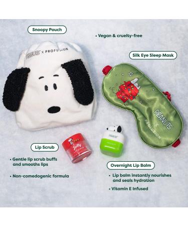 Profusion Cosmetics Peanuts Holiday Goodnight Set Featuring A Lip Balm Scrub Snoopy Pouch and Eye Sleep Mask Infused with Vitamin E - Buy Online on GoSupps.com