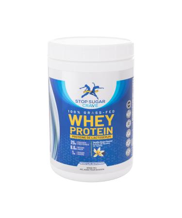 100% Grass-Fed Whey Protein Powder Vanilla by Stop Sugar Crave | 25g of Protein per Serving | BCAAs & Complete Amino Acid Profile | Non-GMO & Gluten-Free | 25 Servings