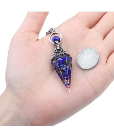 GEHECRST Natural Lapis Lazuli Healing Crystals Orgone Pendulum Reiki Gemstone Chips Dowsing Pendulum 6 Faceted Hexagonal Pointed Cone Resin Spiritual Pendant for Divination  Wicca  Energy Balancing - Buy Online on GoSupps.com