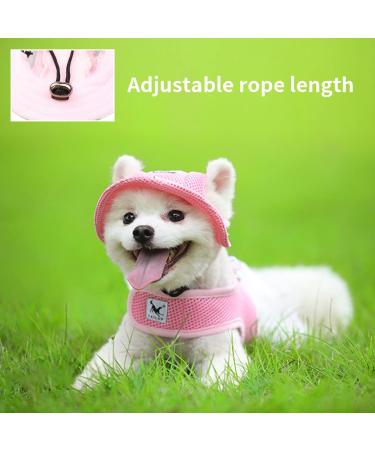 Adjustable Dog Sonnen Hat - Baseball Cap with Ear Holes for Small Dogs Puppies & Cats - Summer Sun Protection & Outdoor Sports - Cute Pink Design - Buy Online on GoSupps.com
