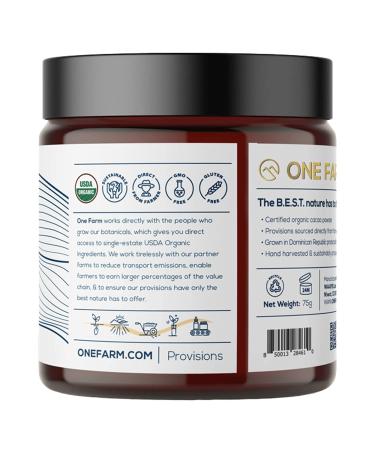 Organic Cacao Powder - Single Estate, Non-GMO, Fair-Trade, Vegan, Gluten-Free Rizek Cacao for Cooking & Baking | 100% Raw, Resealable Jar - One Farm by WAAYB - Buy Online on GoSupps.com