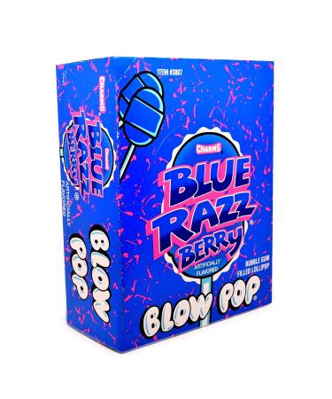 Charms Blow Pops Blue Razz Berry Flavor 48 Count - Delicious Lollipop Candy Pack - Buy Online on GoSupps.com
