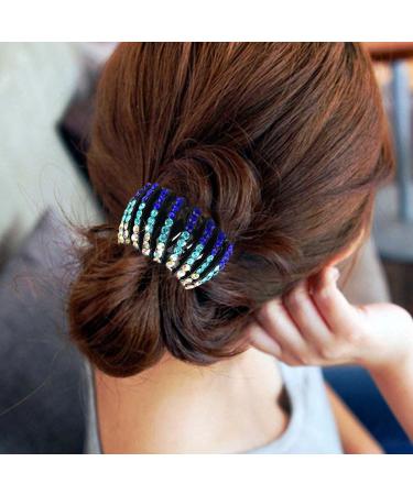SUANQ Rhinestone Bird Nest Hair Clip Expandable Ponytail Holder Hair Claw Clamps Colorful Fashion Bun Makers Hair Accessory Donut Bun Maker for Women Girls - Buy Online on GoSupps.com