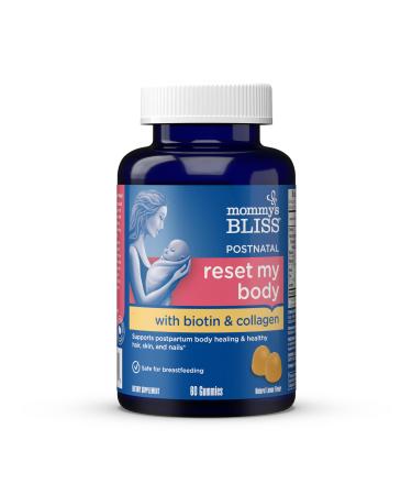 Mommy's Bliss Postnatal Support Reset My Body Gummies with Biotin & Collagen Supports Postpartum Energy Healing & Joint Health + Hair Skin & Nails Health Gluten Free 60 Gummies (30 Servings)
