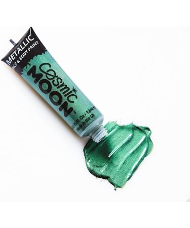 Cosmic Moon Green Metallic Face & Body Paint - Water-Based Makeup for Adults & Kids - 12ml - Buy Online on GoSupps.com