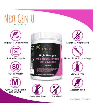 Premium Milk Thistle 7000mg - 80% Silymarin - 120 Vegan Capsules | Liver Health Supplement - Buy Online on GoSupps.com