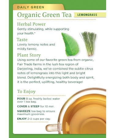 Traditional Medicinals Organic Green Tea with Lemongrass - 16 Count (Pack of 6) | Mildly Invigorating - Buy Online on GoSupps.com