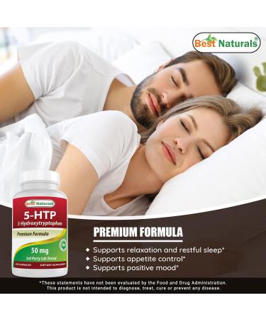 Best Naturals 5-HTP 50mg Capsules - Supports Relaxation & Restful Sleep - 120 Count Pack - Premium Quality Supplement - Buy Online on GoSupps.com