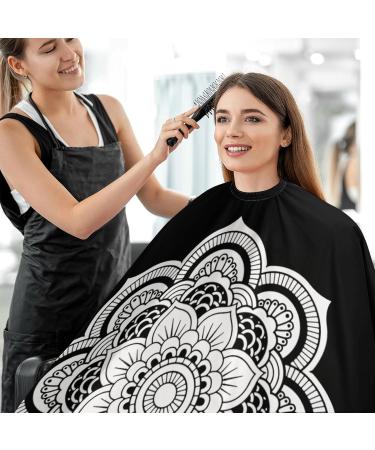 Mandala Flower Hair Cutting Cape - Professional Salon Apron with Snap Closure for Hairdressers & Barbers - Buy Online on GoSupps.com
