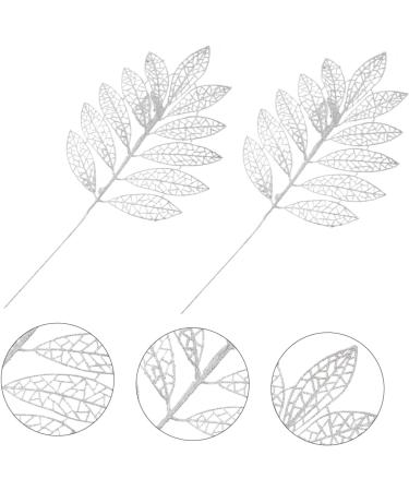 Abaodam 5pcs Christmas Simulated Leaves Gold Dining Table Christmas Glitter Stems Creative Pendant Bride Silver 41x20x0.1cm - Buy Online on GoSupps.com