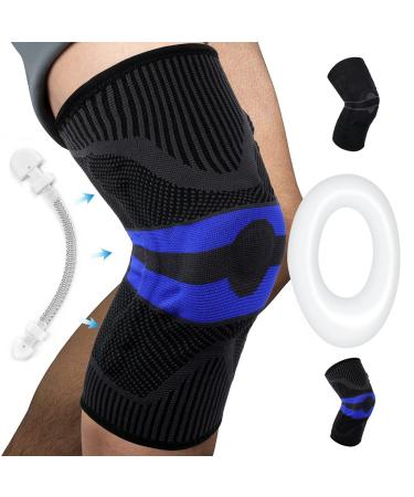 Milaiun Kniebandage 2 pieces Kniebandagen men women with side stabilizers & patella gel upholstery compression knee supports bandage knee arthrosis strength sport meni discussion orthopedic (l) blackish violet - Buy Online on GoSupps.com