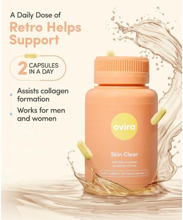Ovira Skin Clear with ZINCBRIGHT - 60 Capsules for Clear and Glowing Skin | Rosacea & Hormonal Acne Treatment | Support Collagen Production | Acne Supplements for Women & Men - Pack of 2 60 Count (Pack of 2) - Buy Online on GoSupps.com