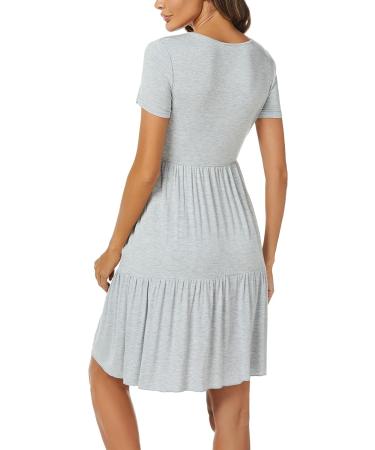 Irdcomps Women's Maternity Nursing Nightdress | Button Down for Breastfeeding | Short Sleeve Labour Loungewear | Hospital Pregnancy Nightgown - 02 Grey XL - Buy Online on GoSupps.com