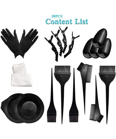 20pcs Hair Dye Kit - Professional Hair Coloring Tool Set with Bowls, Brushes, Gloves, Clips, Comb, and Disposable Shawl - Buy Online on GoSupps.com