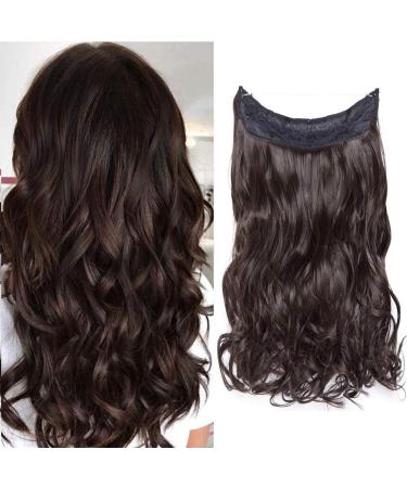 Silk-Co hair extension with rubber band adjustable secrets hair part synthetic extensions with cord invisible corrugated extensions for women dark brown 50cm 50 cm dark brown