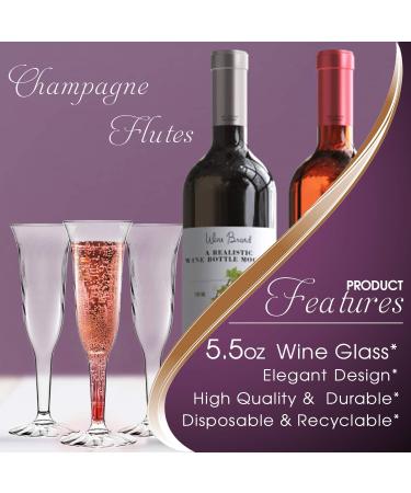 96 Disposable Crystal Cut Plastic Champagne Flutes - Unbreakable Clear Glasses for Parties and Events - 5.5oz - Buy Online on GoSupps.com