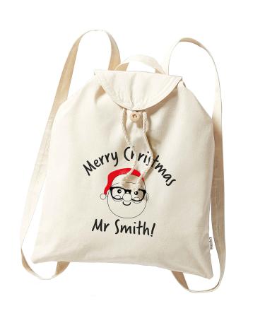 Flox Creative Organic Cotton Backpack Personalised Teacher Merry Christmas Mr Natural