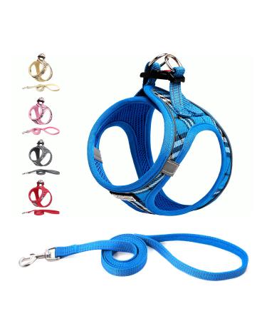 Suredoo dog harness Small dogs with a leash anti -train dishes reflective breathable breast tableware puppy crockery for small medium dogs (XS blue checked) blue checked XS - Buy Online on GoSupps.com
