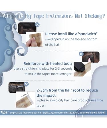 Ash Blonde Tape in Hair Extensions Human Hair Tape on Extensions Remy Human Hair Tape in Hair Extensions 18/613 Blonde Highlighted 22Inch 50g - Buy Online on GoSupps.com