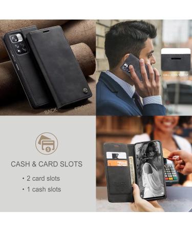 Premium Leather Flip Case for OPPO A16 - SLWYF Wallet Protection Silicone Bumper Magnetic Closure - Black - Buy Online on GoSupps.com