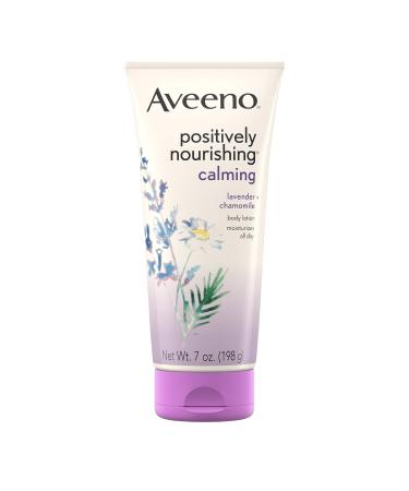 Aveeno Positively Nourishing Calming Body Lotion with Lavender  Chamomile  Soothing Oatmeal & Shea Butter  Daily Moisturizing Lotion for All-Day Hydration & Dry Skin Relief  7 Oz Calming Lotion