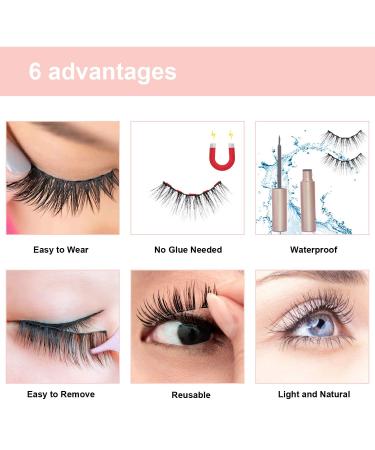 Buy 10 Pairs Magnetic Eyelash & Eyeliner Pen Set - Natural 3D Reusable False Eyelashes | No Glue Required | Best Female Eye Decoration - Buy Online on GoSupps.com