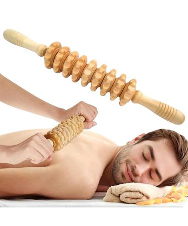 Muscle roll rod 15 -inch -wood massage -roll rod with 9 rollers wood therapy -massage -tools body sculpting tools for body shaping the lightness deep tissue