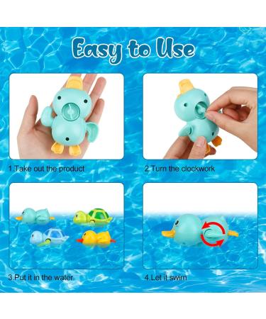 Pinenuts Baby Bath Toys Set - 4 Pcs Wind-up Ducks & Turtles, Floating Swimming Toys for Toddler Boys & Girls, Perfect Bath-time Shower Gifts - Buy Online on GoSupps.com