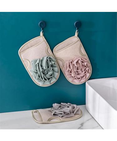 Shower Puff 2 Pack - Bamboo Charcoal Bath Sponge Loofahs | Large Green Poufs for Essential Skin Care - Buy Online on GoSupps.com