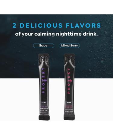 Protekt Rest Liquid Sleep Support Supplement - Natural Calm with L Theanine, GABA, Valerian Root Extract - Non-Habit Forming Nighttime Calm Drink - Grape Flavor - 10 Count Pack - Buy Online on GoSupps.com