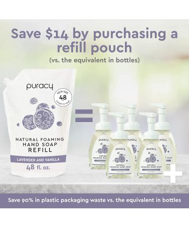 Puracy Foaming Hand Soap Refill - Lavender & Vanilla Scented - 98.6% Plant-Based - Sulfate-Free - 48 oz - Buy Online on GoSupps.com